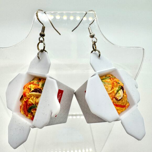 Handmade Jewelry - Fried Rice Earrings - Rice Box Earrings - Food Earrings - Mini Brands Accessory